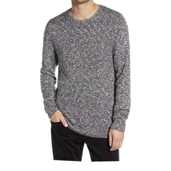 Calibrate Men’s Black Marled Knit Sweater L Crew Neck New Wool Blend Soft M3M5 - Picture 2 of 6